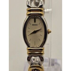 Seiko Ladies Two-Tone Stainless Steel Quartz Watch Y150-5N90. New Batt. 7" Band.